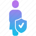 woman, insurance, and, blue, shield, business, arrow, green, document