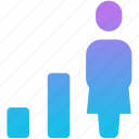 woman, performance, blue, chart, avatar, business, analytics, arrow, graph