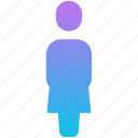 woman, standing, up, blue, profile, avatar, man, user, clothes
