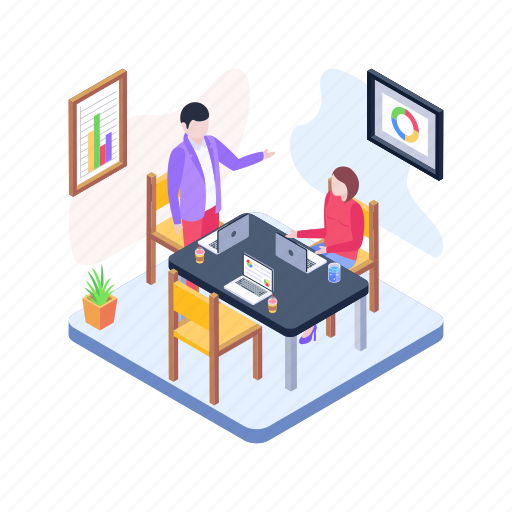 Business briefing, working briefing, employee training, business training, presentation illustration - Download on Iconfinder