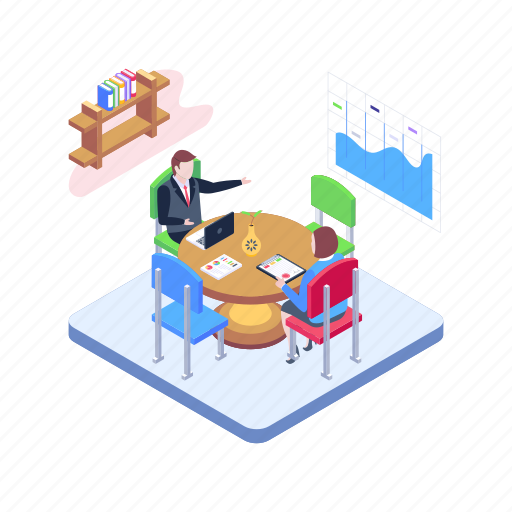 Business talk, business conference, business meeting, discussing business, corporate meeting illustration - Download on Iconfinder