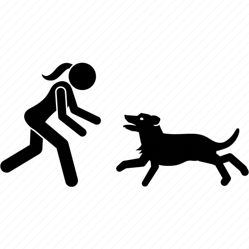 Woman, girl, running, toward, dog, human, animal icon - Download on Iconfinder