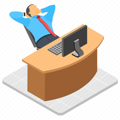 Break time, businessman relaxing, office desk, tired employee, workplace icon - Download on Iconfinder