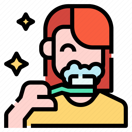 Brush, healthcare, hygiene, paste, teeth, tooth, woman icon - Download on Iconfinder