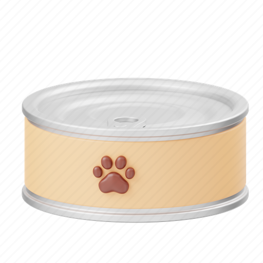 Pet, food, can, pet food, food can, paw, cat 3D illustration - Download on Iconfinder