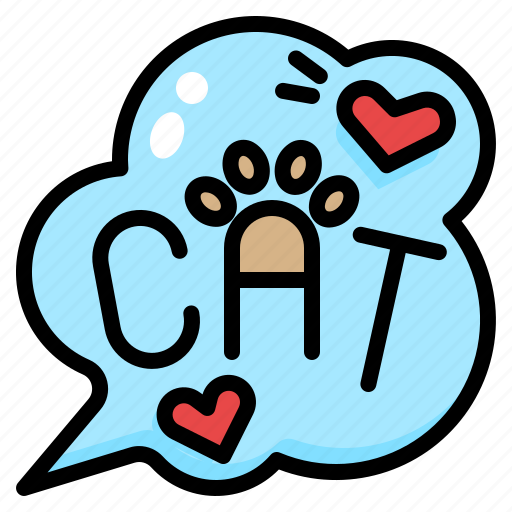 Cat, lettering, text, bubble, pets, label icon - Download on Iconfinder