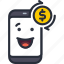 money, emotion phone earnings, withdrawal, transfer, funds, dollar, payment, operation, bank 