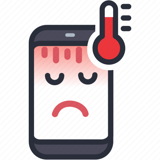 Ill, emotion phone disease, thermometer, problems, glitches, virus, firmware icon - Download on Iconfinder