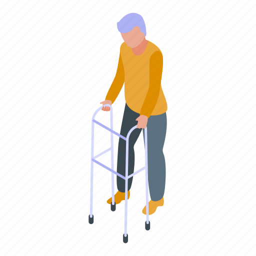 Granny, walker, isometric icon - Download on Iconfinder