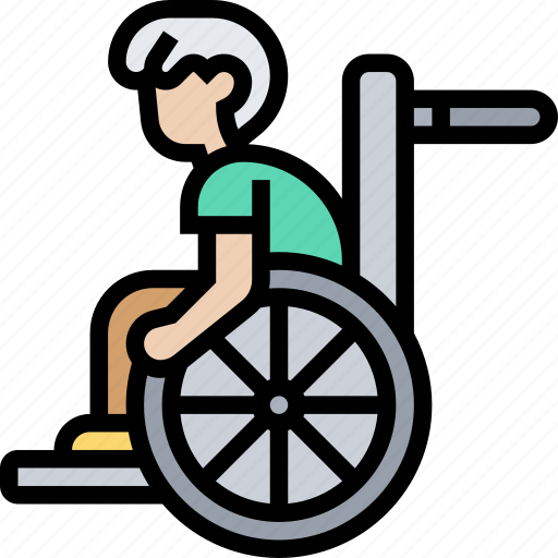 Paralysis, wheelchair, handicap, patient, physical icon - Download on Iconfinder