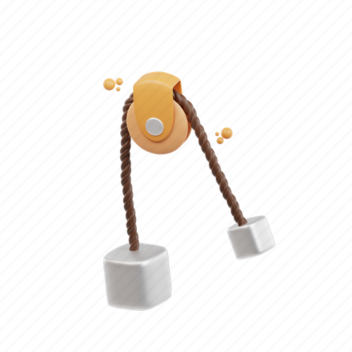 Pulley, gravity, physics, science, education, school 3D illustration - Download on Iconfinder