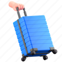 suitcase, luggage, baggage, bag, packing, traveling, travel, holding, hand gesture 