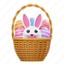 bunny, basket, easter, egg, rabbit, decoration, celebration, holiday, picnic 