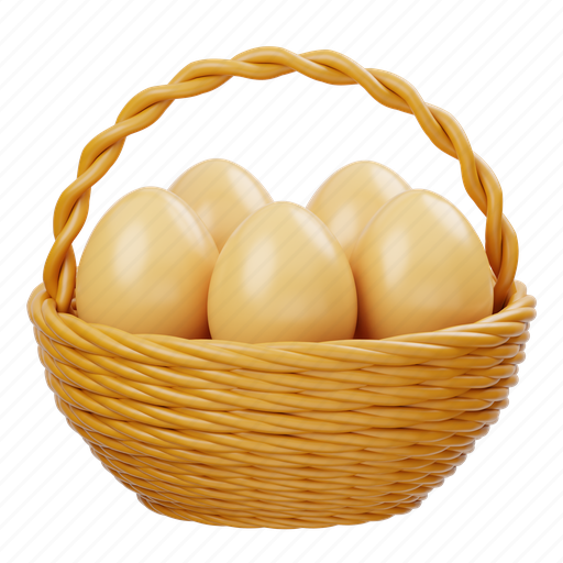Egg, basket, easter, picnic, decoration, holiday, celebration 3D illustration - Download on Iconfinder