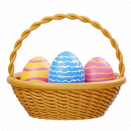 Egg, basket, picnic, easter, holiday, decoration, celebration 3D illustration - Download on Iconfinder