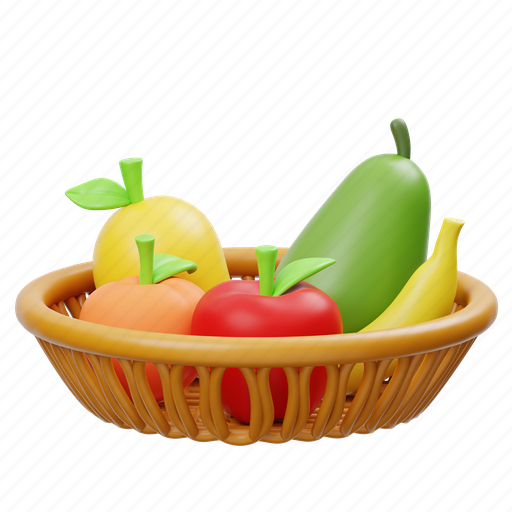 Fruits, basket, sale, grocery, fruit, nutrition, healthy 3D illustration - Download on Iconfinder