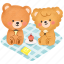 bear, couple, holiday, dating, teddy bear, cute, picnic, outdoor, kawaii