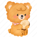 bear, bread, eating, meal, breakfast, teddy bear, cute, character, kawaii