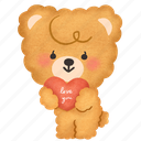 bear, heart pillow, love, valentine, teddy bear, cute, character, in love, kawaii