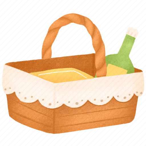 Picnic basket, picnic, basket, container, outdoor, wicker basket, vacation icon - Download on Iconfinder