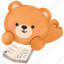 bear, reading, leisure, hobby, education, learning, teddy bear, cute, kawaii 