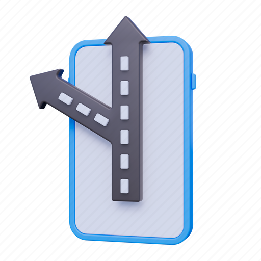 Mobile route, route, navigation, gps, location, travel, pin 3D illustration - Download on Iconfinder