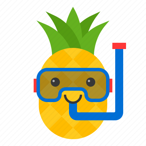 Diving mask, food, fruit, pineapple, summer, tropical, vacation icon - Download on Iconfinder