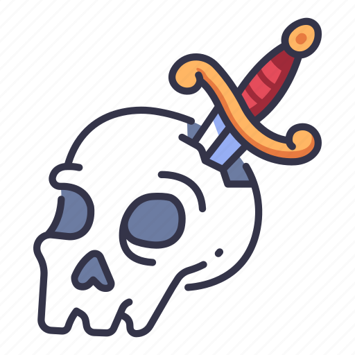 Dagger, dead, death, horror, knife, skeleton, skull icon - Download on Iconfinder