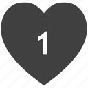 1, concept, heart, love, number, one