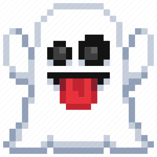 Ghost, halloween, emoticon, emoji, scary, spooky, pixel art icon - Download on Iconfinder