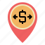 exchange, location, map, money, pin, placeholder, pointer 