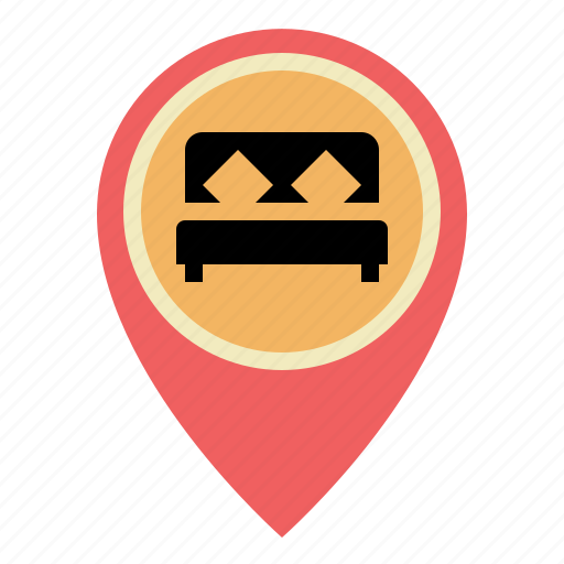 Bed, hotel, location, map, pin, placeholder, pointer icon - Download on Iconfinder