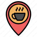 coffee, gps, location, map, pin, placeholder, pointer
