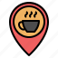 coffee, gps, location, map, pin, placeholder, pointer 