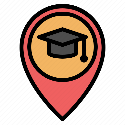 College, location, map, pin, placeholder, school icon - Download on Iconfinder