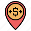exchange, location, map, money, pin, placeholder, pointer 