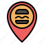 fastfood, gps, location, map, pin, placeholder, pointer 