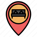 bed, hotel, location, map, pin, placeholder, pointer