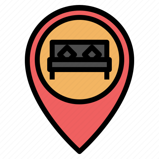 Bed, hotel, location, map, pin, placeholder, pointer icon - Download on Iconfinder