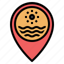 bay, location, map, pin, placeholder, pointer, sea
