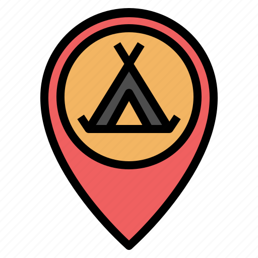 Gps, location, map, pin, placeholder, pointer, tent icon - Download on Iconfinder
