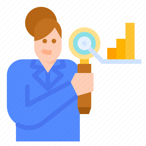 Businesswoman, information, research, statistic icon - Download on Iconfinder