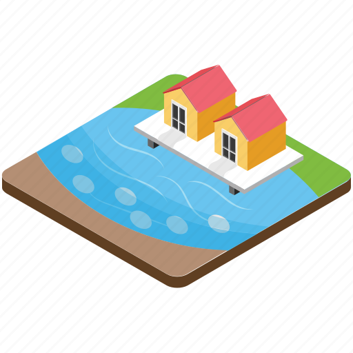 Beach house, countryside, resort, river house, sea house icon - Download on Iconfinder