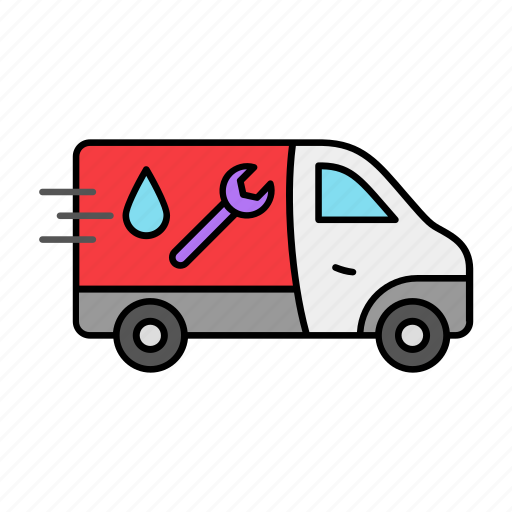 Plumbing, plumbing vehicle, repairing car, service van, wrench vehicle icon - Download on Iconfinder