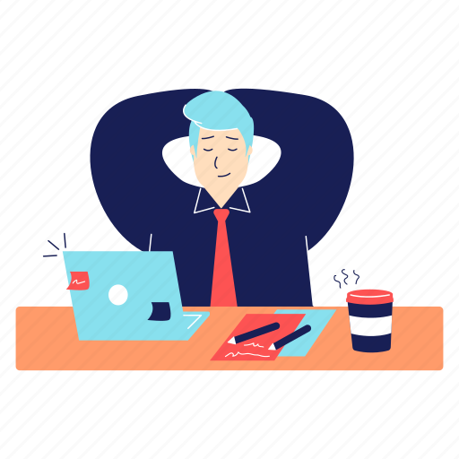 Office, work, man, workplace, joy, desk, laptop illustration - Download on Iconfinder