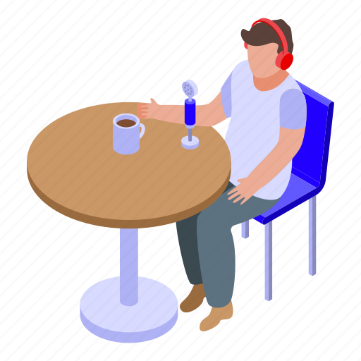 Cafe, podcast, isometric icon - Download on Iconfinder
