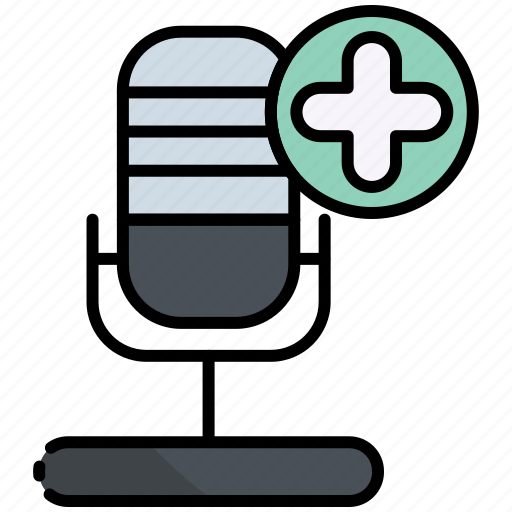 Add, podcast, plus, new, microphone, mic, voice icon - Download on Iconfinder