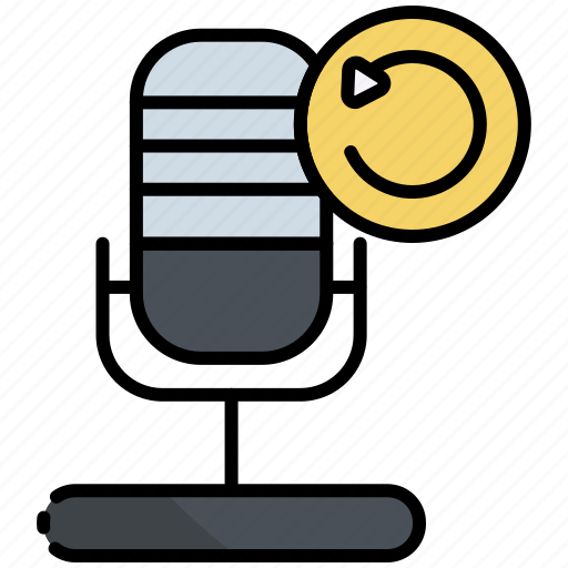 Replay, podcast, microphone, refresh, audio, loop, restart icon - Download on Iconfinder