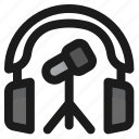 headphone, and, microphone, podcast, audio, device, music