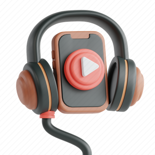 Headphone, listening, play, audio, entertainment 3D illustration - Download on Iconfinder